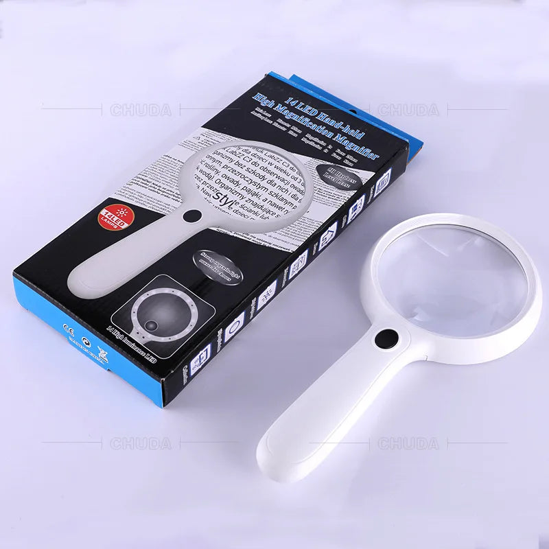 120mm Handheld Magnifying Glass with 14 LED Lights LED Magnifying Glass Axl
