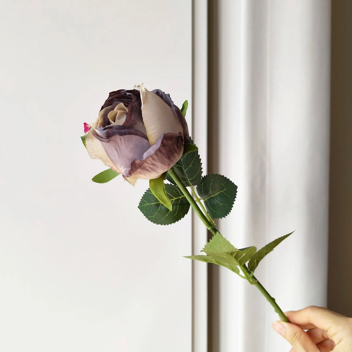 10-Pack Burnt Edge Artificial Silk Rose Stems 50cm | Faux Flowers Artificial Flower Stems Axl GRAY