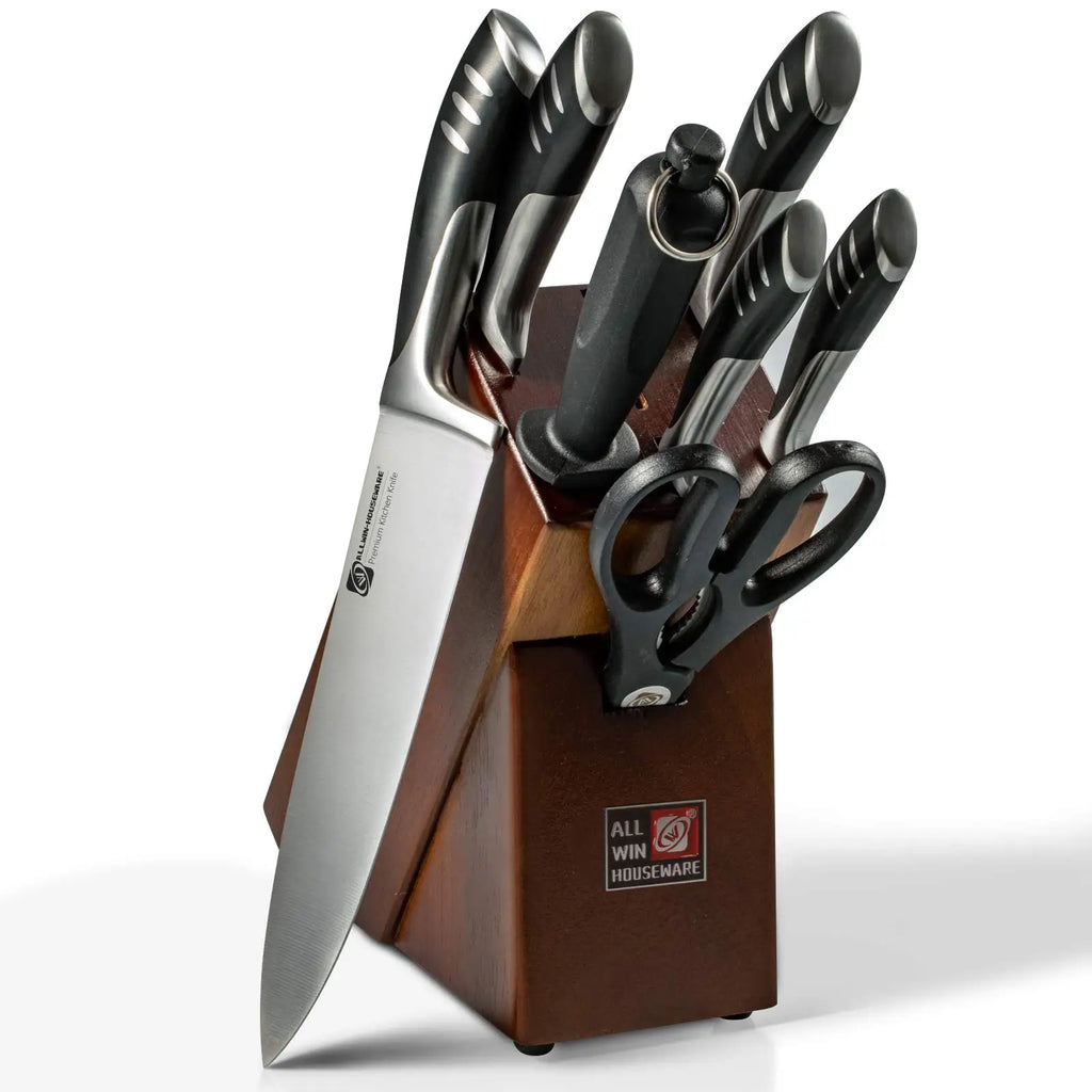 8-Piece Stainless Steel Kitchen Knife Set with Wood Block | YRIDEFE Kitchen Knife Set Axl 8 PCS KNIFE SET