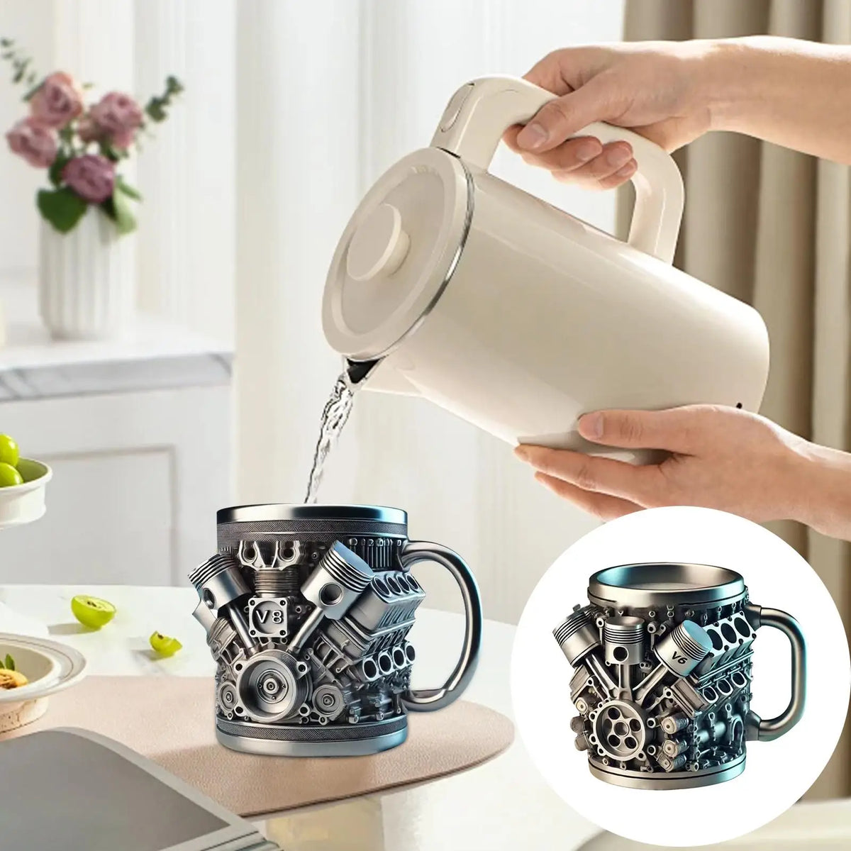 Engine-Themed Stainless Steel Coffee Mug with Handle Insulated Coffee Mug Axl
