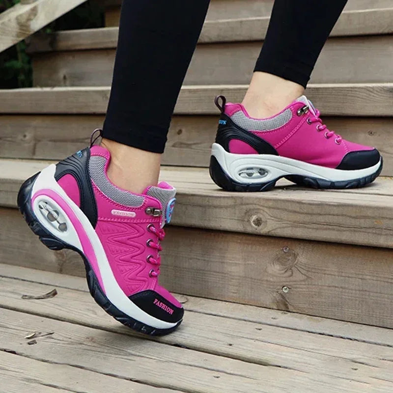 Women's Wedge Hiking Sneakers – Lace-Up Outdoor Training Shoes Wedge Training Sneakers Axl