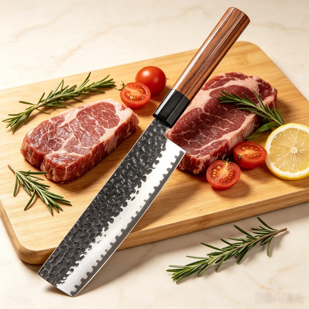 Hand Forged Nakiri Knife – Stainless Steel Vegetable Cleaver Nakiri Kitchen Knife Axl