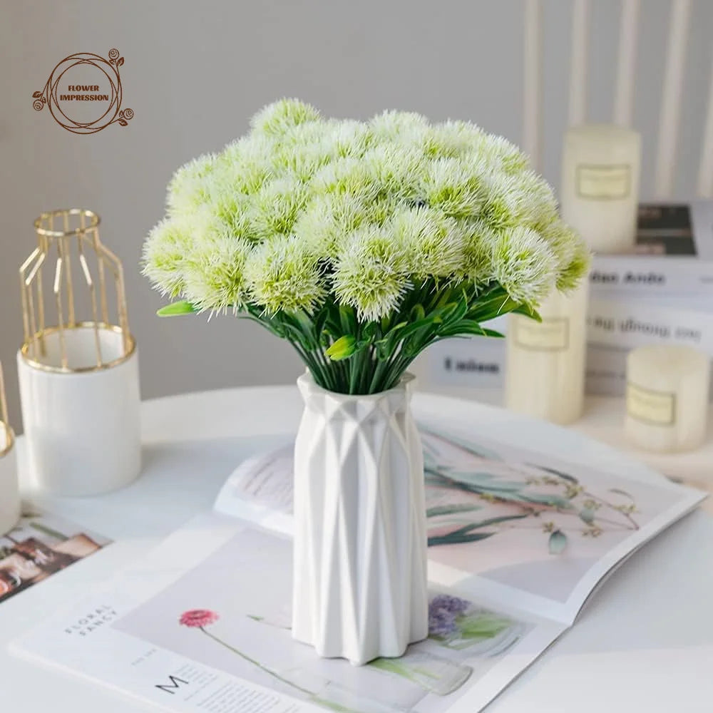 10 Artificial Dandelion Stems – Faux Flower Vase Home Decor Artificial Flowers Axl