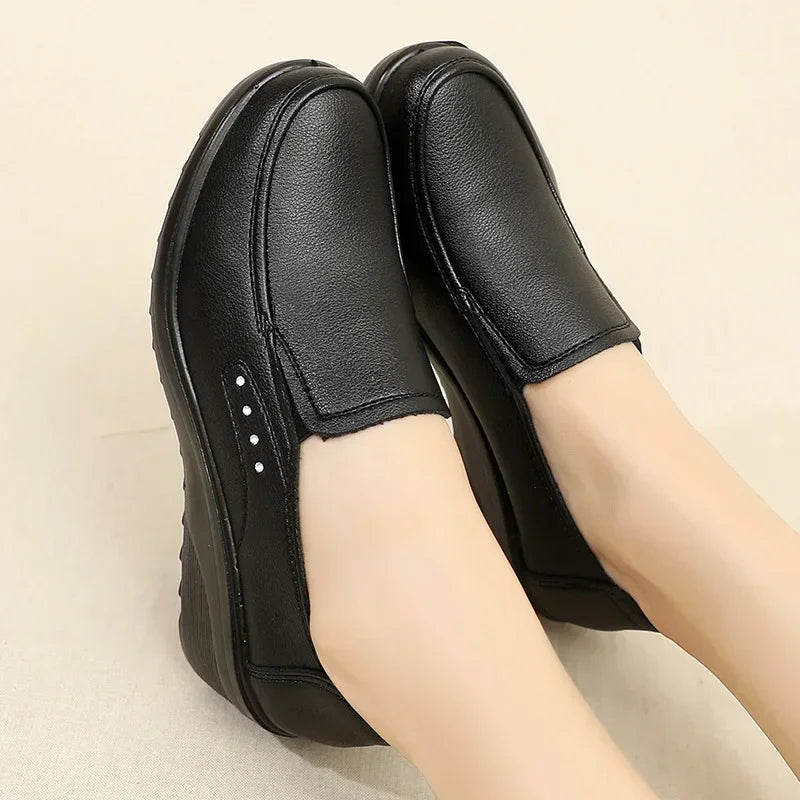 Women's Wedge Loafers – Microfiber Casual Slip-On Shoes Wedge Loafers Axl