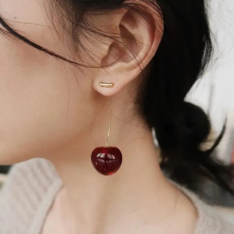 Red Cherry Drop Earrings – Cute Fruit Stud Women's Jewelry Fashion Drop Earrings Axl
