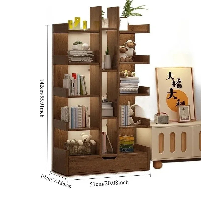 Modern Solid Wood Bookcase – Multi-Level Floor Standing Shelf Wooden Bookcase Axl