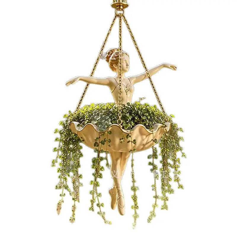 Resin Ballerina Hanging Planter – UV Resistant Fairy Flower Pot Hanging Planter Axl