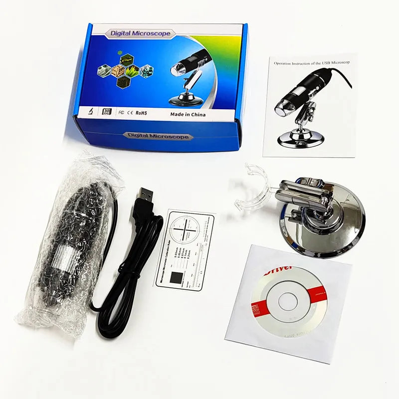 1000X USB Digital Microscope – 8 LED Inspection Camera & Stand Digital Microscope Axl 1600X Without adapter