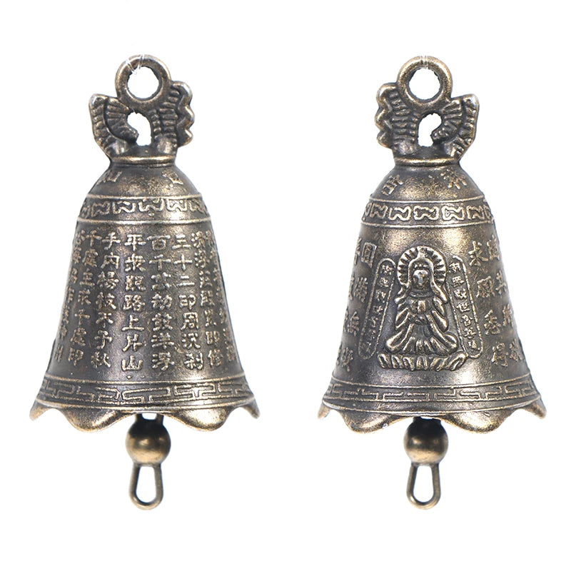 Mini Antique Brass Guanyin Bell Sculpture Set of 2 Decorative Bell Sculpture Axl