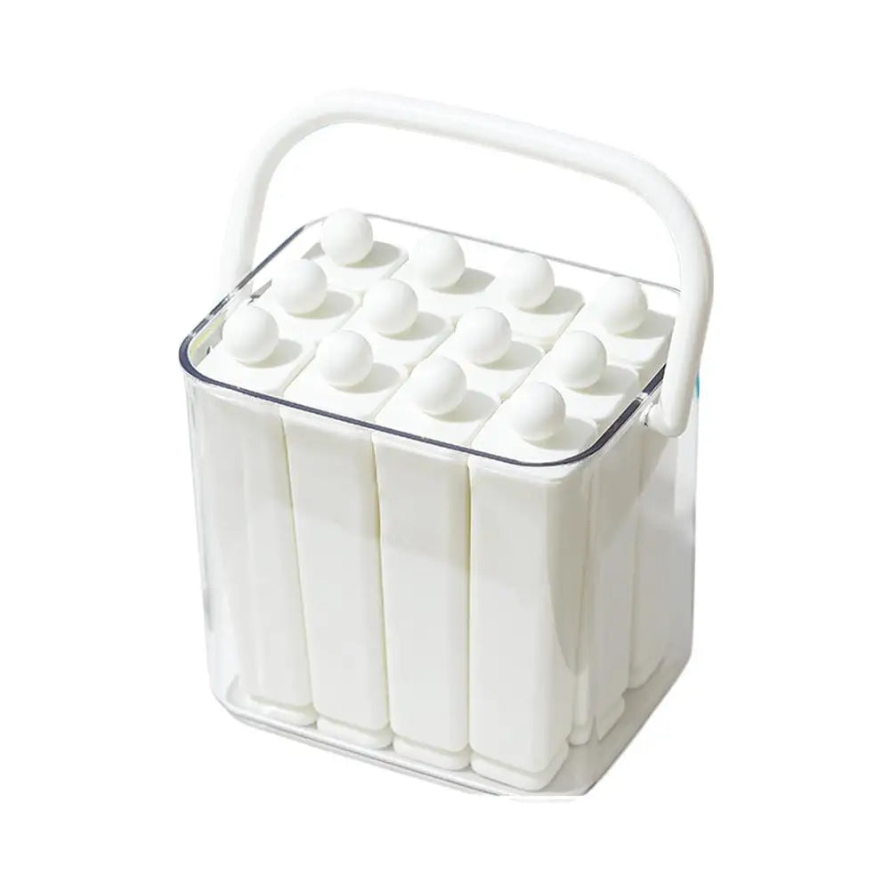 Long Silicone Ice Cube Mold with Storage Box & Handle Silicone Ice Cube Mold Axl 12C white
