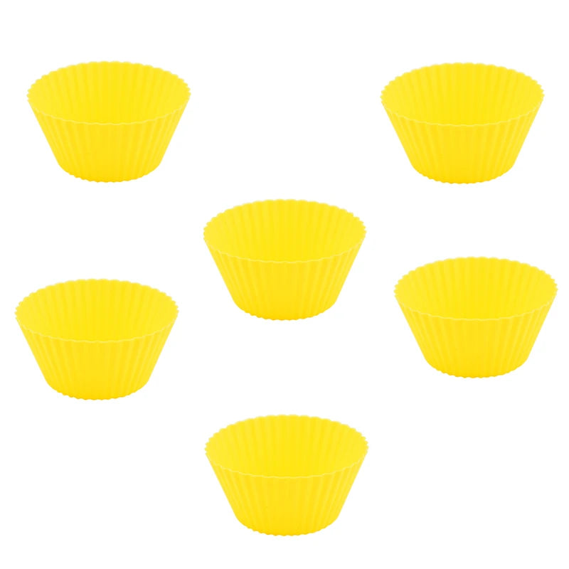 6-Piece Silicone Cupcake & Muffin Molds – Reusable Baking Set Silicone Baking Molds Axl Yellow 6pcs