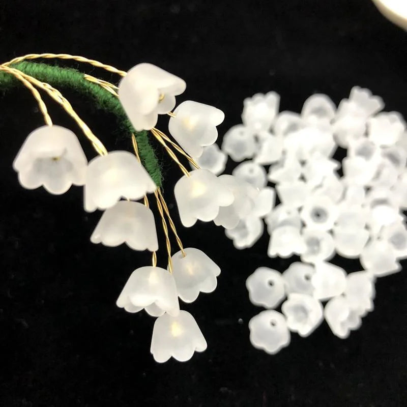 200pcs Transparent Acrylic Flower Beads for DIY Jewelry Making Jewelry Making Beads Axl