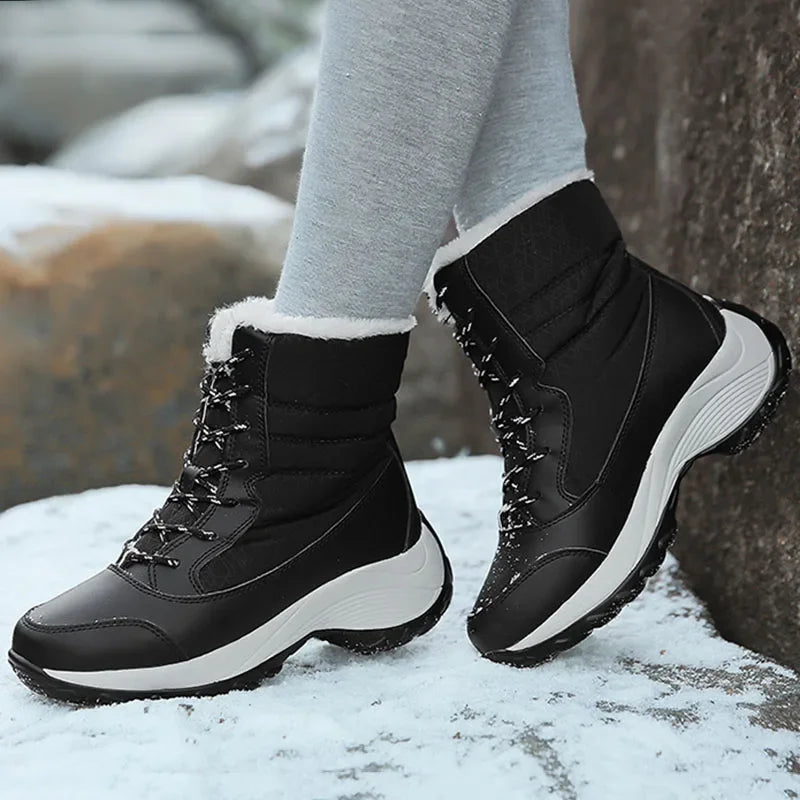 Women's Plush-Lined Wedge Snow Boots – Warm Winter Ankle Boots Winter Snow Boots Axl
