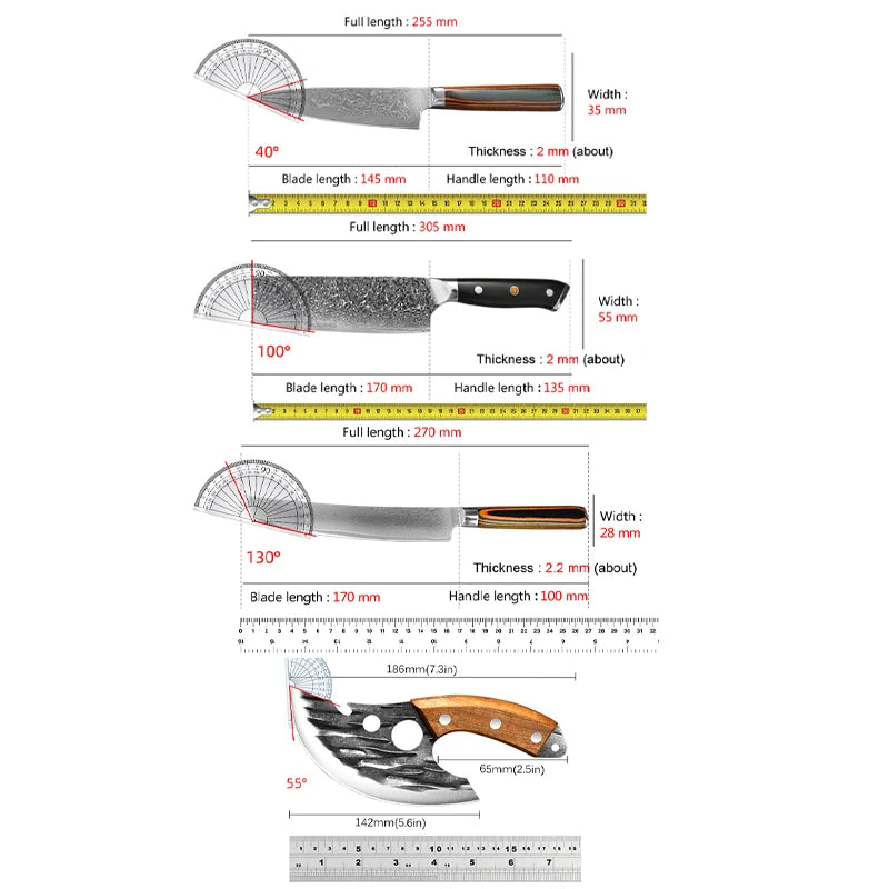 InLeung Damascus Steel Kitchen Knife – Japanese Slicer Damascus Kitchen Knife Axl