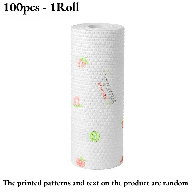 Disposable Kitchen Cleaning Cloths – Thickened Oil & Water Absorbing Disposable Cleaning Cloths Axl 100pcs - 1Roll