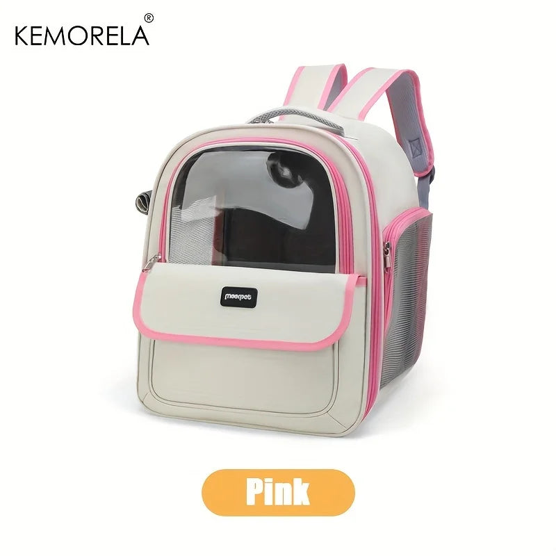 KEMORELA Large Transparent Capsule Pet Backpack – Cats & Dogs Pet Carrier Backpack Axl Pink