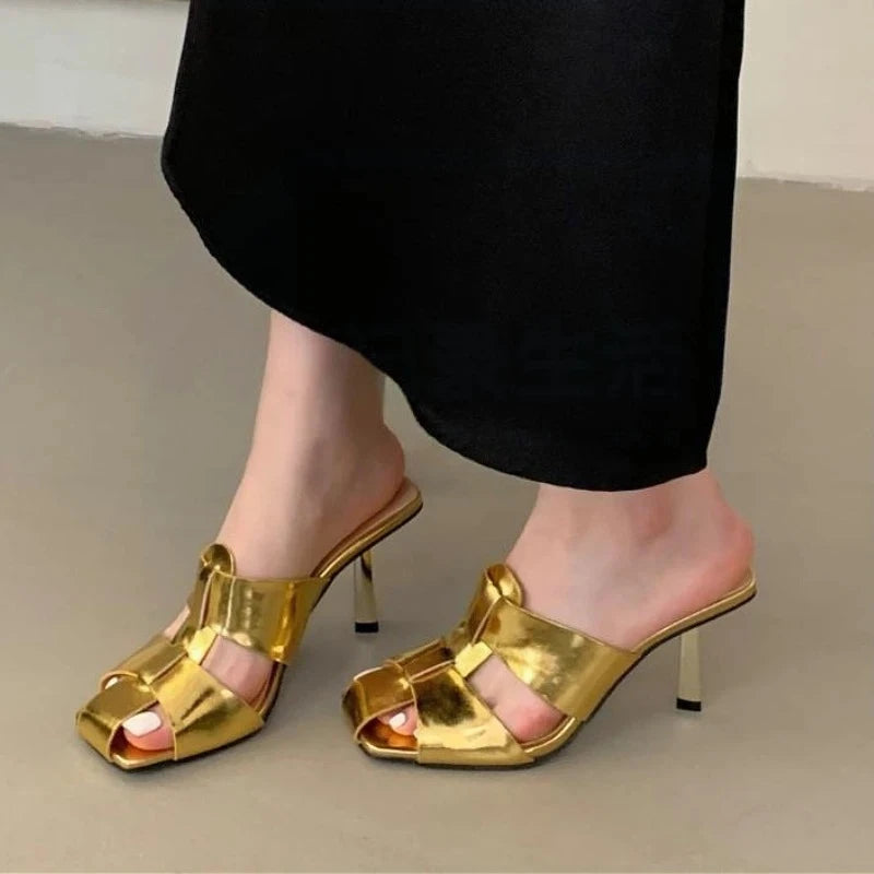 Women's Thin Heel Slide Sandals – Elegant High Heel Summer Shoes High Heel Sandals Axl