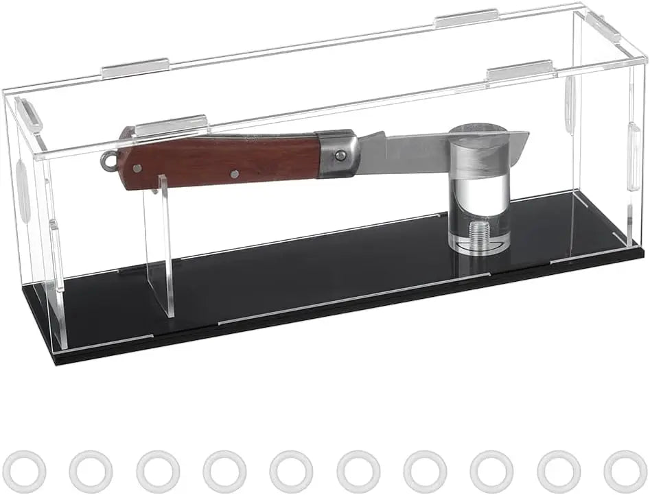 Clear Acrylic Knife Display Case with Black Base | 11x3x4 In Acrylic Display Case Axl AECH04-16533