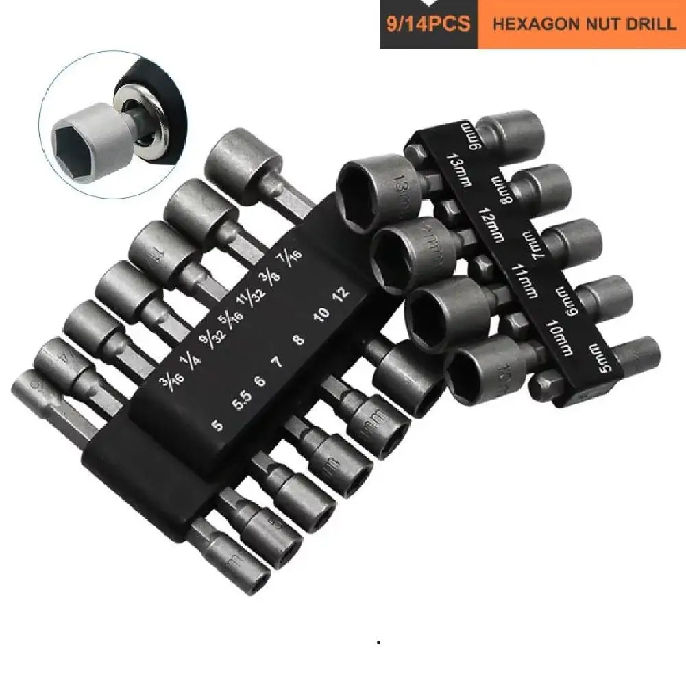 Hex Nut Driver Socket Set 9/14 Pc – CRV 5mm–13mm Nut Driver Socket Set Axl