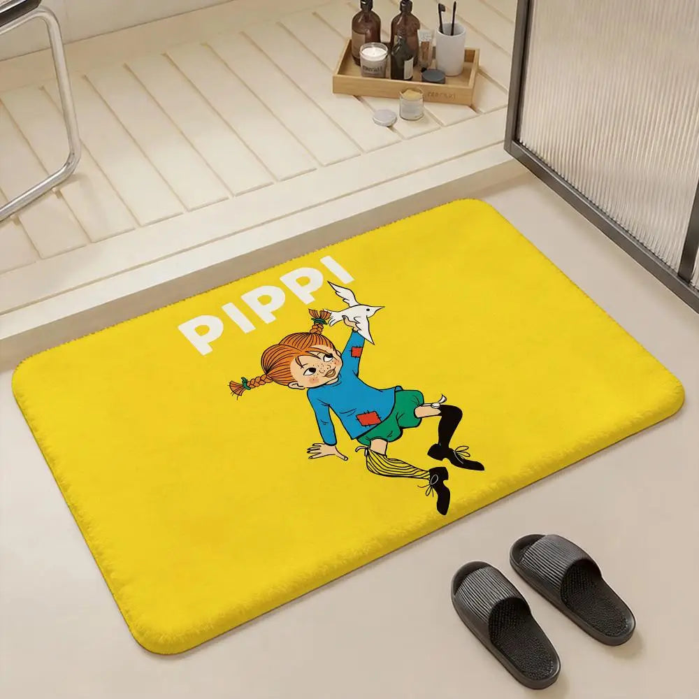 Pippi Longstocking Flannel Floor Mat – Non-Slip Indoor Rug Character Floor Mat Axl