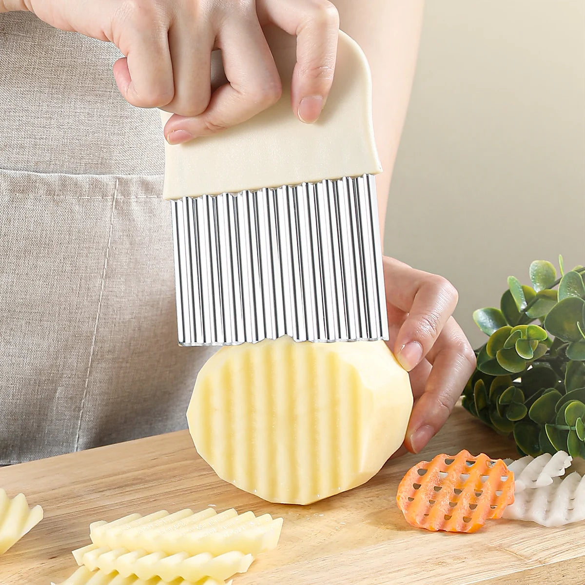 Stainless Steel Wavy Crinkle Cut Knife – Vegetable & Potato Slicer Vegetable Slicer Knife Axl