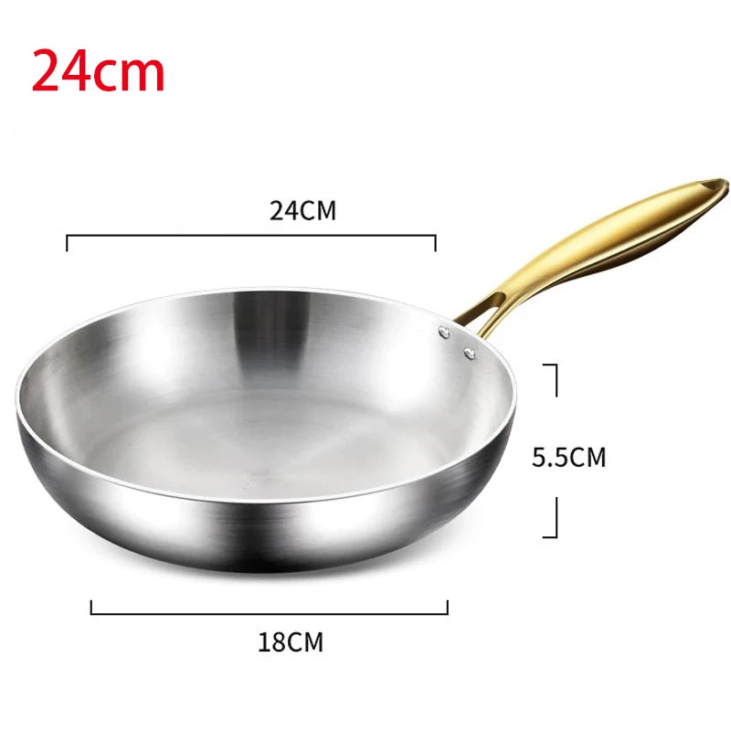 KEMORELA 316 Stainless Steel Frying Pan – Uncoated Skillet Stainless Steel Skillet Axl 24cm
