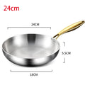 KEMORELA 316 Stainless Steel Uncoated Frying Pan & Wok Skillet Stainless Steel Skillet Axl 24cm