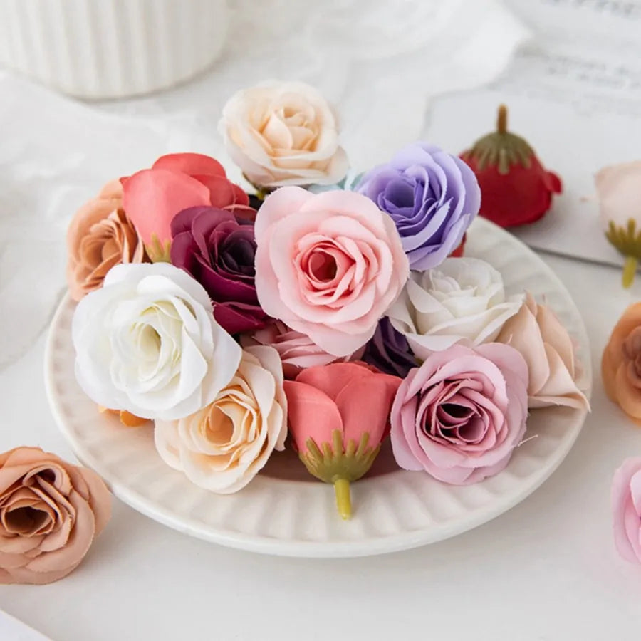 Silk Artificial Rose Heads 5/10Pcs – Wedding & Home Décor Artificial Silk Flowers Axl