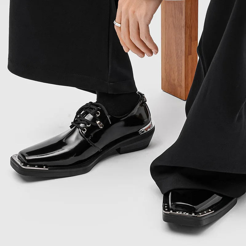 Men's Square Toe Derby Shoes – Thick Sole Split Leather Men's Derby Shoes Axl