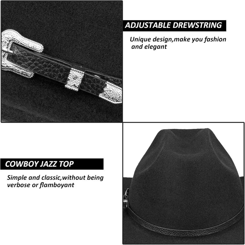 Western Cowboy Hat Unisex Roll Up Hat with Buckle Belt – Size M Western Cowboy Hat Axl