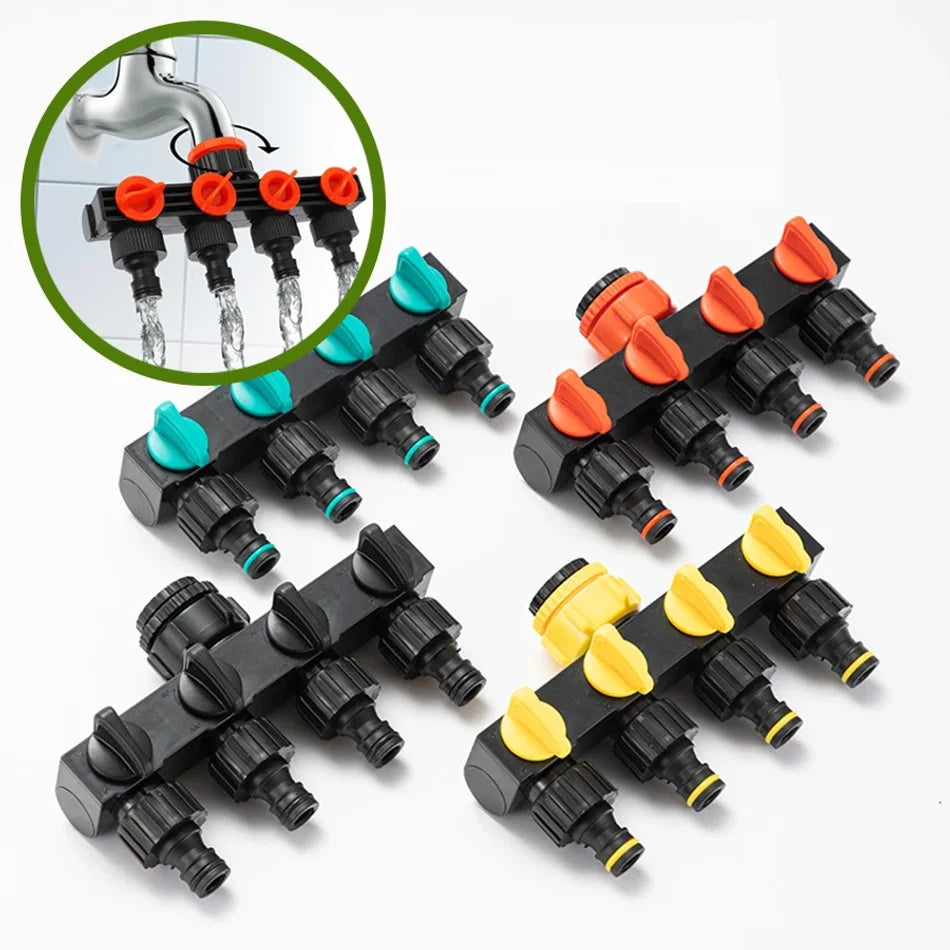 4-Way Garden Hose Splitter – Faucet Diverter with 4 Valves Hose Faucet Splitter Axl