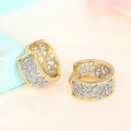 Huitan Two-Tone Hollow Hoop Earrings | Women's Fashion Jewelry Hoop Earrings Axl E3429