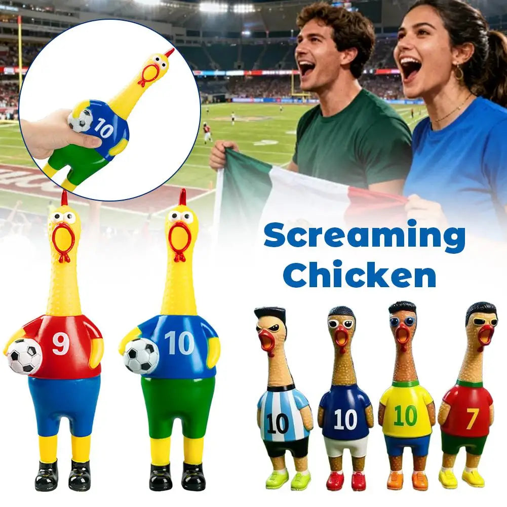 Screaming Soccer Chicken Squeeze Toy – Funny Party Gift Novelty Squeeze Toy Axl