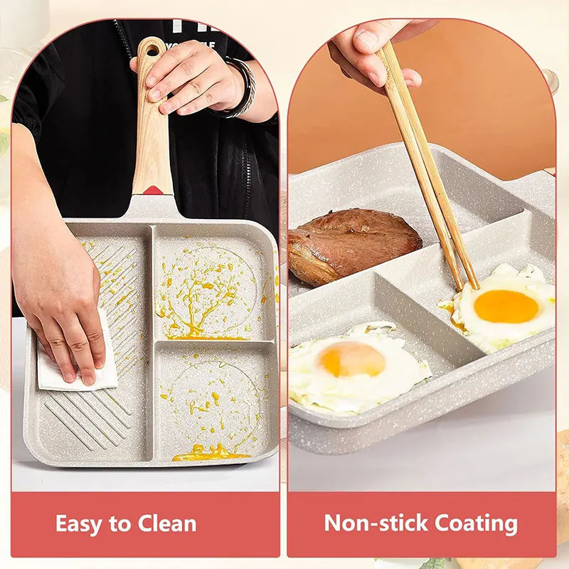 Nonstick 3-in-1 Divided Grill Pan – Square Aluminium Skillet Divided Grill Pan Axl