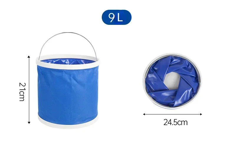 9L Collapsible Oxford Bucket – Car Wash, Camping & Fishing Collapsible Bucket Axl 1pcs