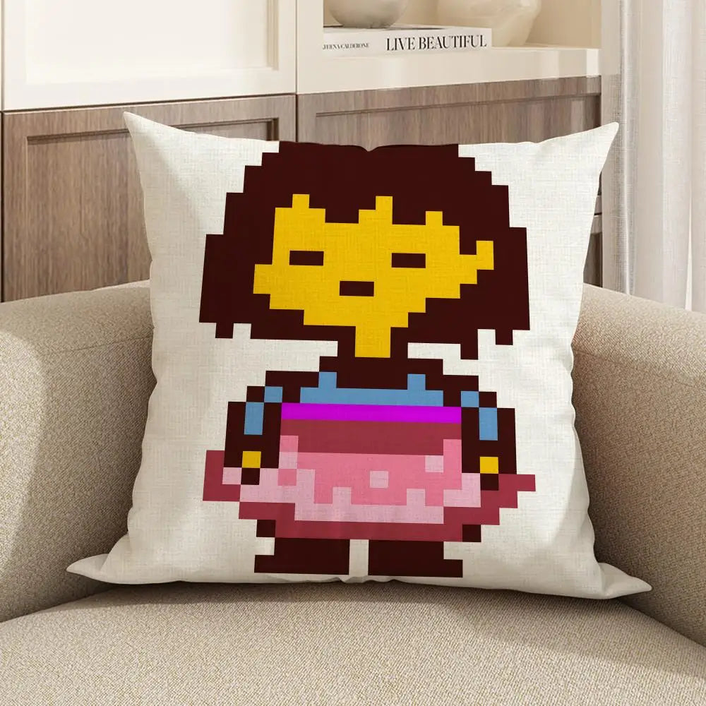 Undertale Linen Cushion Cover | Sofa, Bed & Chair Pillow Case Linen Cushion Cover Axl White9 30X30cm
