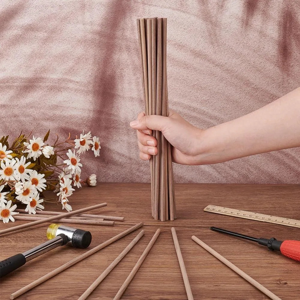 30 Pcs Black Walnut Wooden Dowel Rods 11.8" x 0.23" Craft Poles Wooden Dowel Rods Axl