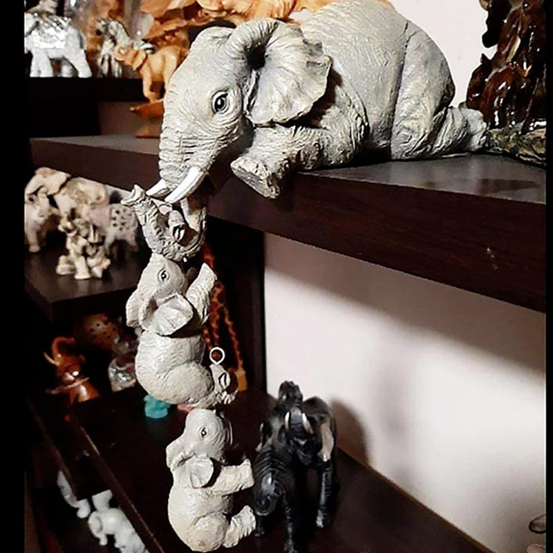 3-Piece Elephant Figurines Set – Resin Animal Home Décor Gift Decorative Figurine Set Axl
