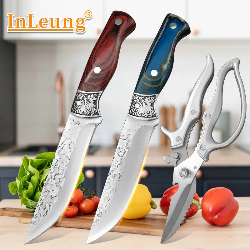 InLeung Hand-Forged Stainless Steel Cleaver – Wood Handle Kitchen Cleaver Knife Axl