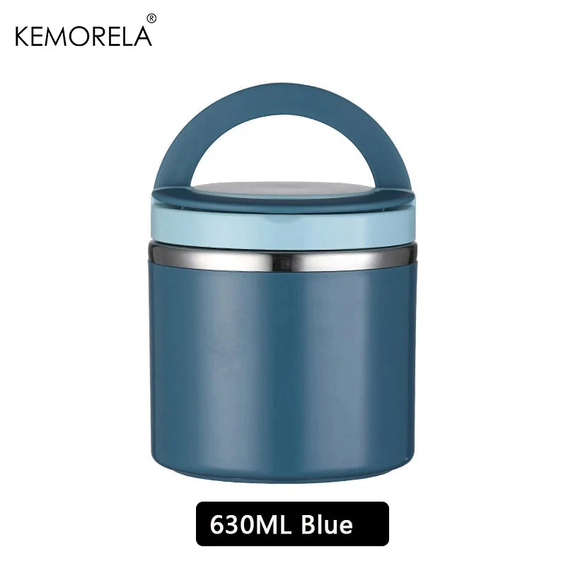 KEMORELA Insulated Food Jar 630ml/1000ml – Stainless Thermos Insulated Food Jar Axl Blue-630ml