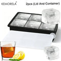 Giant Silicone Ice Cube Tray with Lid – 4/6 Grid Jumbo Mold Silicone Ice Tray Axl 6 Grids with Lid
