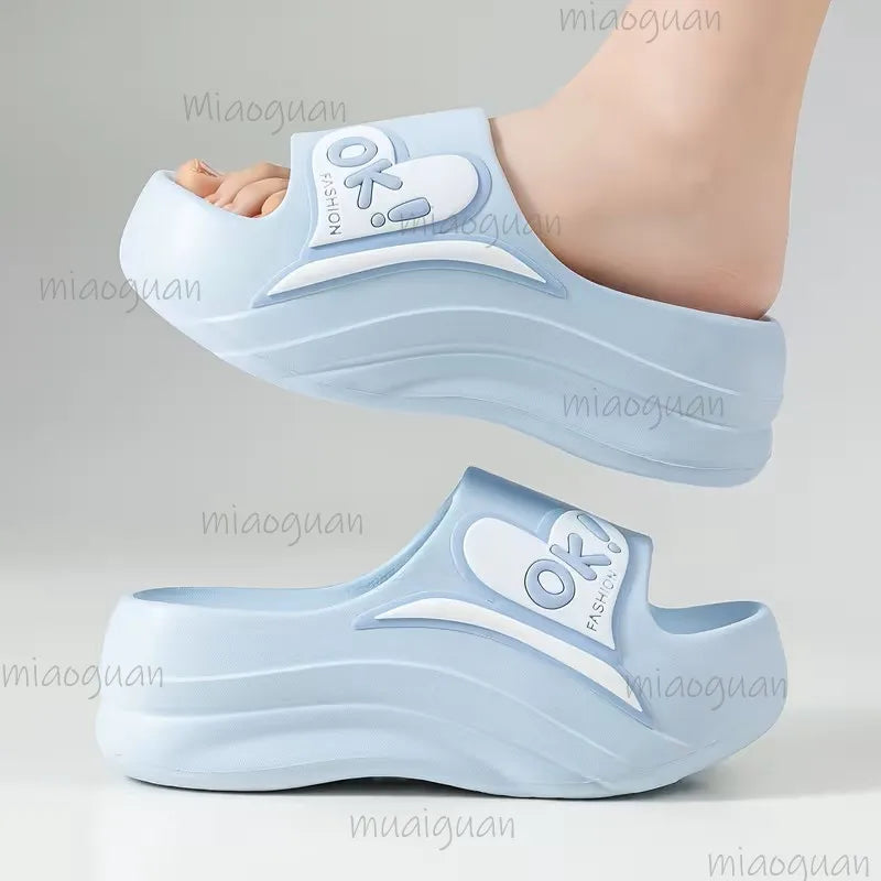 Women's 6CM Wedge EVA Platform Slippers – OK Print Slides Wedge Platform Slippers Axl