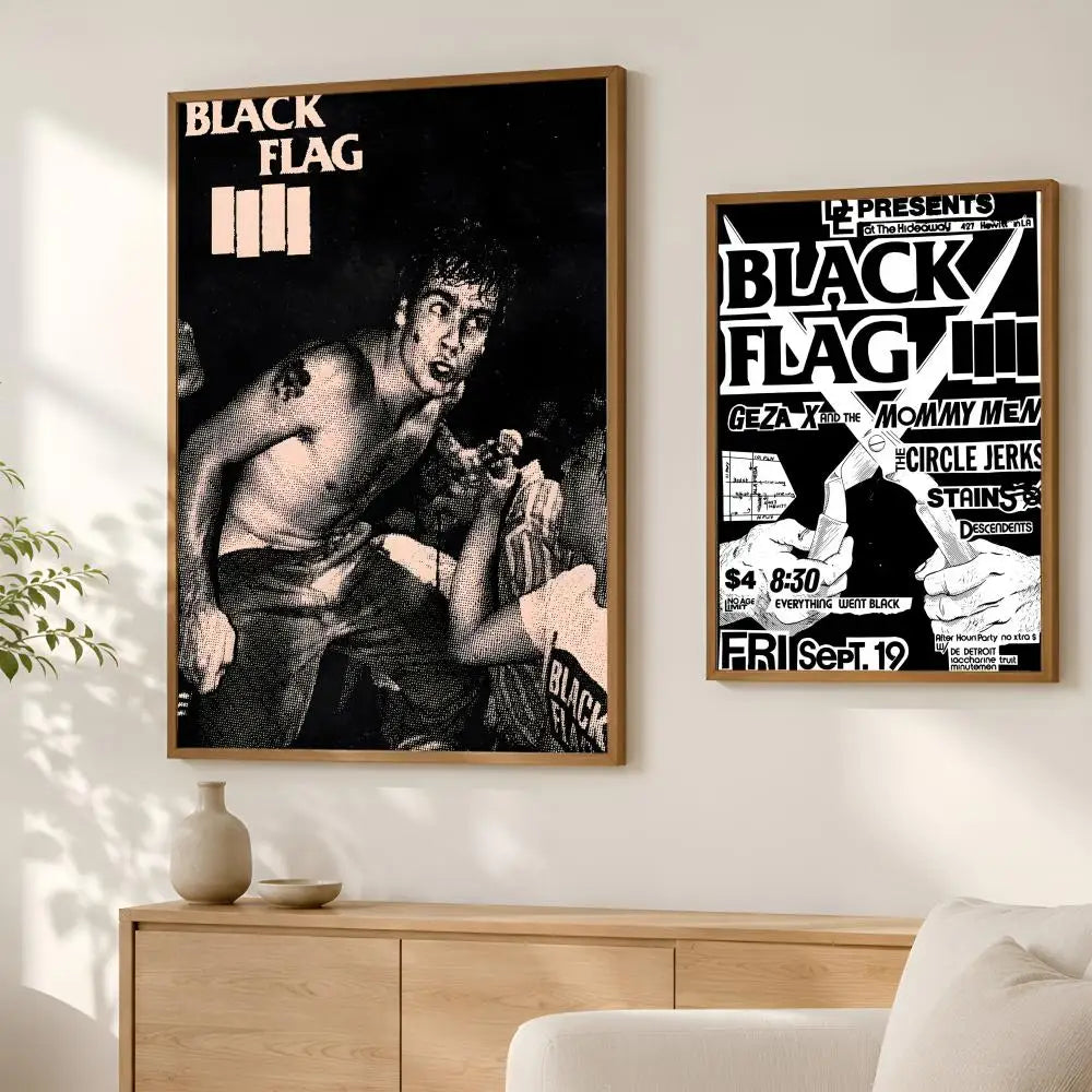 Black Flag Band HD Wall Poster – Self-Stick Waterproof Art Wall Art Poster Axl