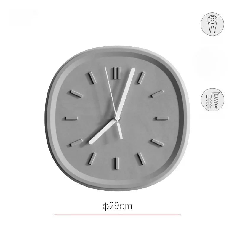 Modern Silent Wall Clock – Concrete & Metal Minimalist Design Silent Wall Clock Axl Gray
