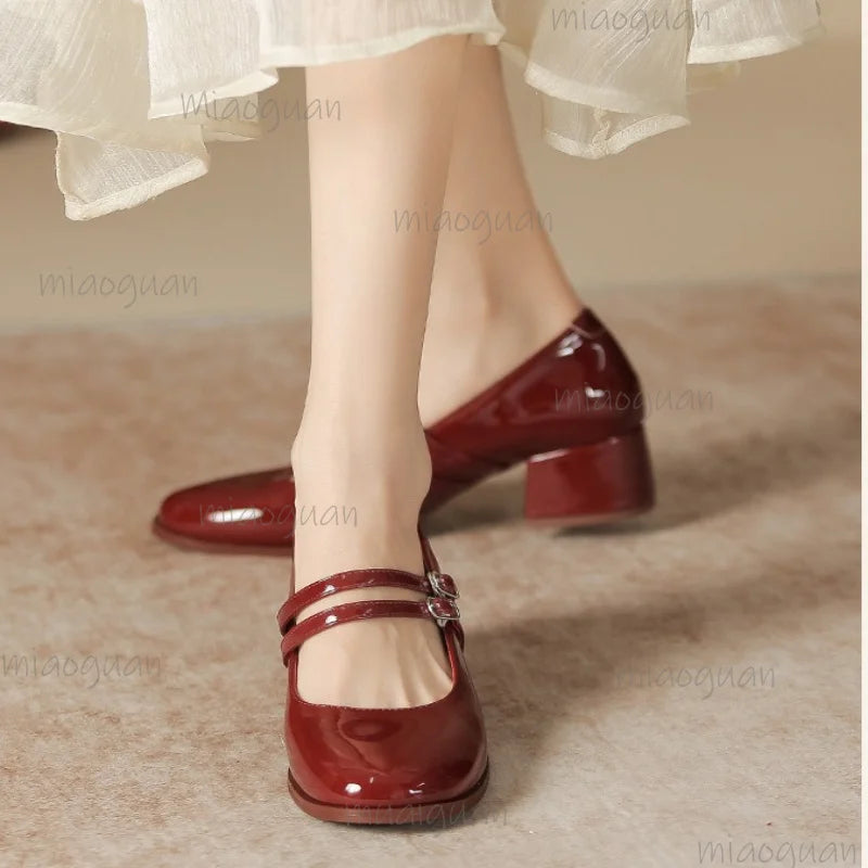 Vintage Mary Jane Block Heel Shoes – Women's Elegant Party Flats Mary Jane Heels Axl
