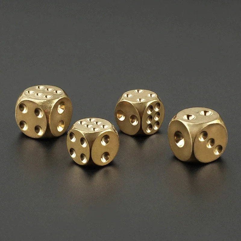 Solid Brass Dice Set 2pcs – 13mm & 15mm Copper Game Dice Brass Dice Set Axl