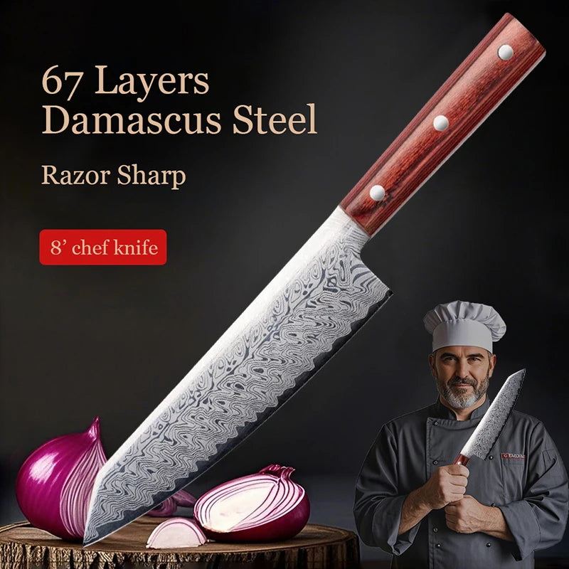 Japanese Chef's Knife – Sharp Stainless Steel & Wood Handle Chef's Kitchen Knife Axl