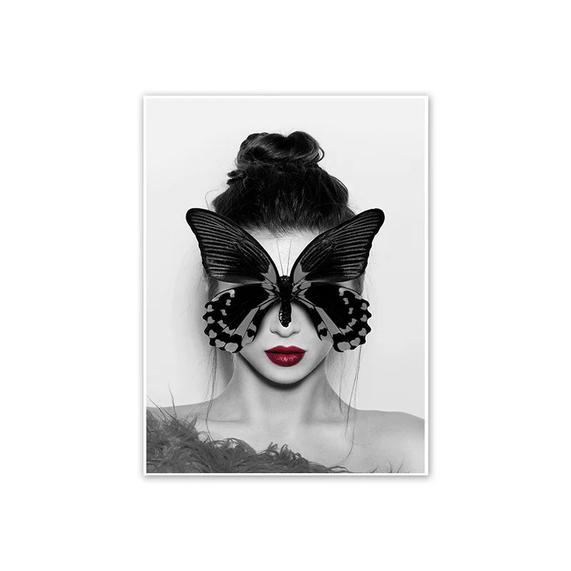 Women Butterfly Floral Wall Art Poster – Modern Home Décor Wall Art Poster Axl 14 42x30cm