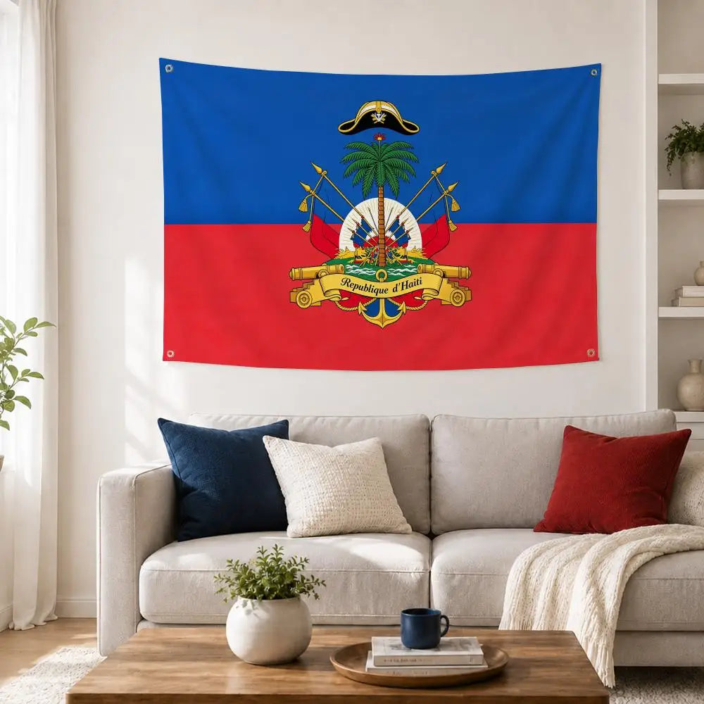 Haiti Flag Banner – Indoor & Outdoor Wall Art Decoration Decorative Flag Banner Axl