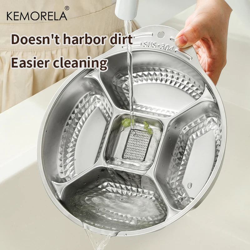 KEMORELA 3-in-1 Stainless Steel Rice Washer Bowl & Colander Kitchen Colander Axl